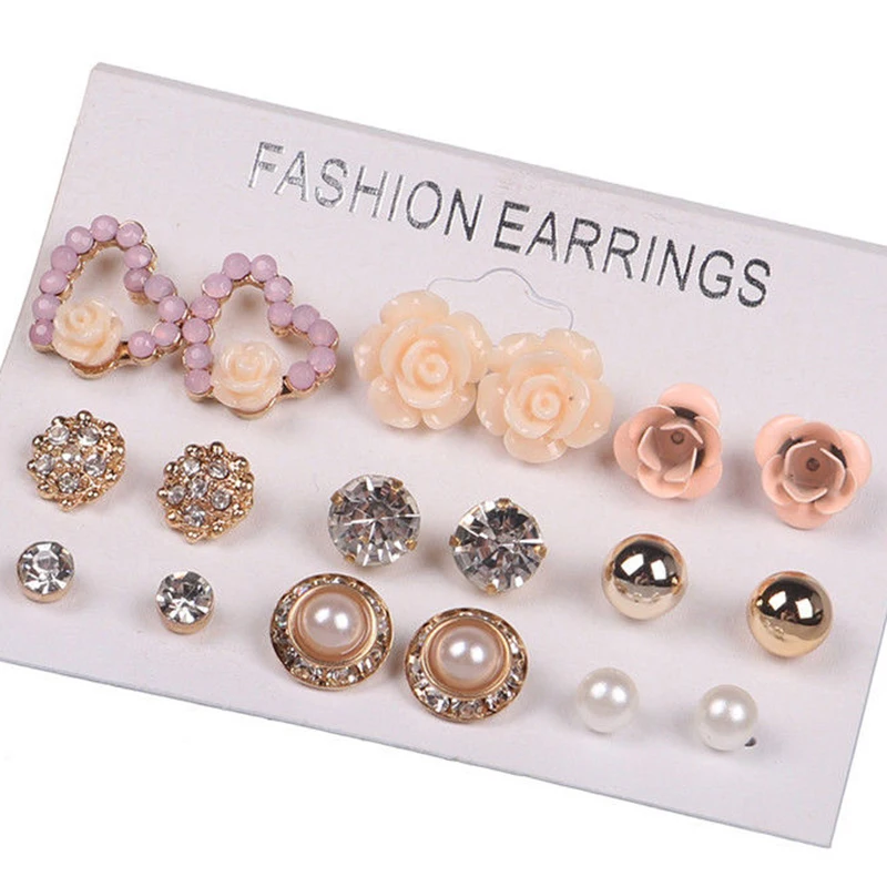 9 Pairs Women Stud Earrings Set Pearl Flower Elegant Cubic Zirconia Water Drop Crystal Gemstones Ear Studs Jewelry 5/9/12 Pairs
9 Pairs Women Stud Earrings Set Pearl Flower Elegant Cubic Zirconia Water Drop Crystal Gemstones Ear Studs Jewelry 5/9/12 Pairs