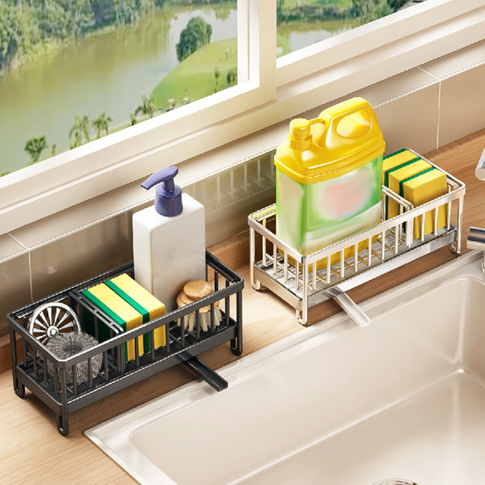 Kitchen Sponge Holder with Compartment Stainless Steel Kitchen Sink Caddy Drainage Sink Caddy Organizer Dish Sponge Organizer
Kitchen Sponge Holder with Compartment Stainless Steel Kitchen Sink Caddy Drainage Sink Caddy Organizer Dish Sponge Organizer