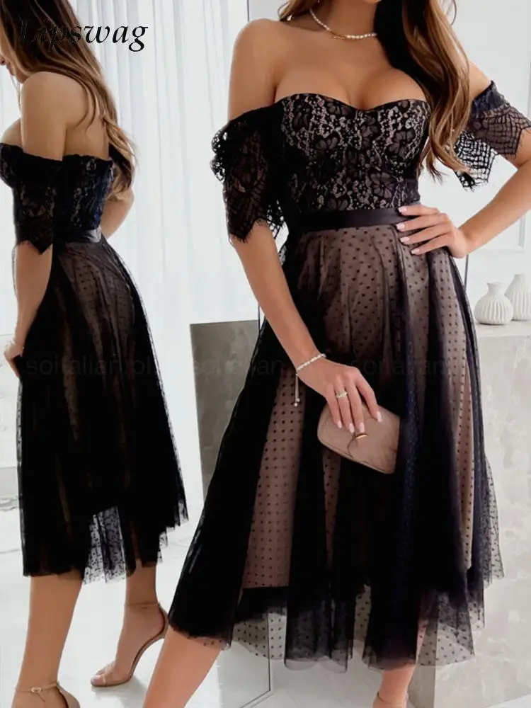 2022 Sexy Hollow Out Lace Office Dress Women Fashion Off Shoulder Gauze Mesh Party Dress Elegant Slash Neck Long Dress Vestidos
2022 Sexy Hollow Out Lace Office Dress Women Fashion Off Shoulder Gauze Mesh Party Dress Elegant Slash Neck Long Dress Vestidos