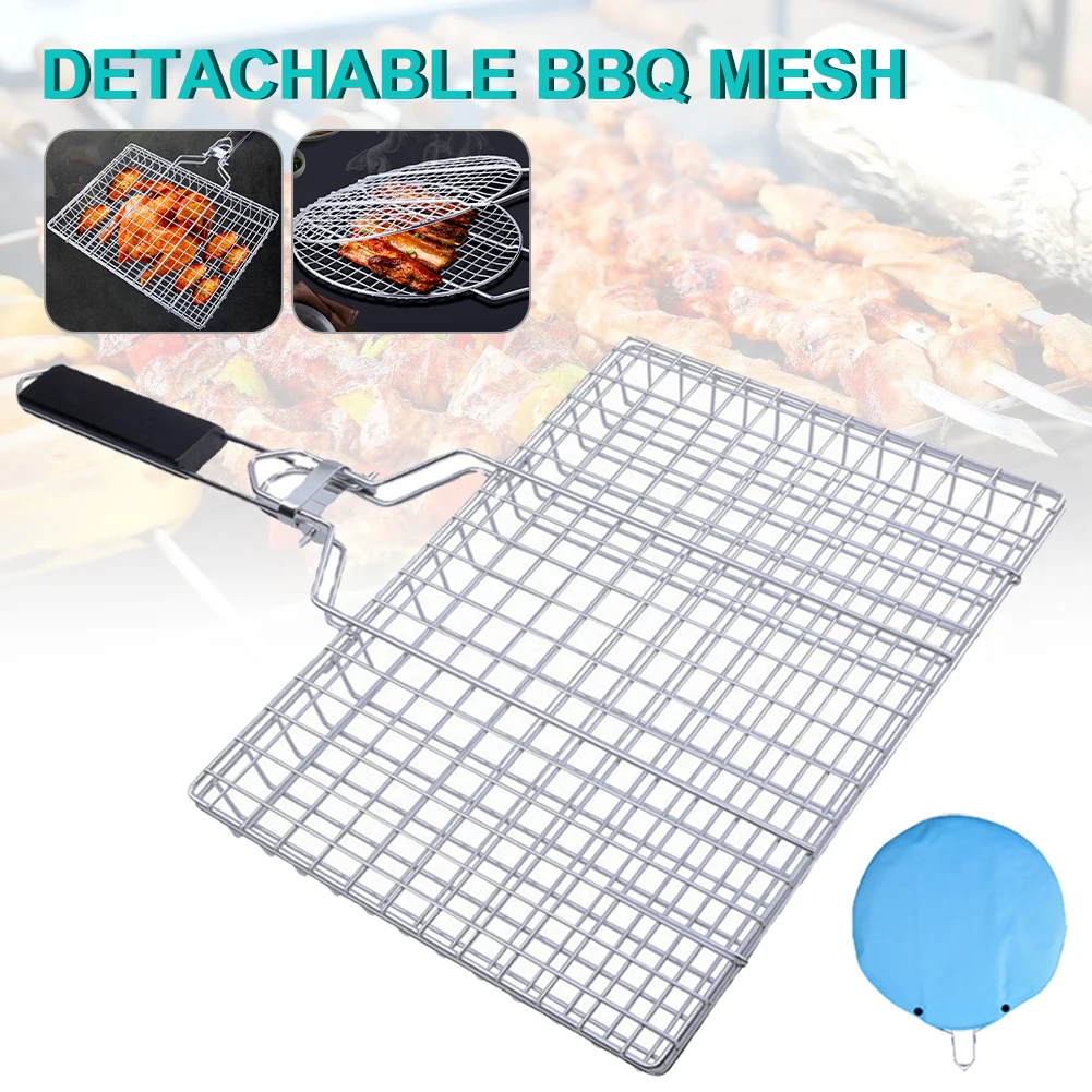 Stainless Steel BBQ Grill Net with Detachable Handle Thickened BBQ Grill Basket for Fish Meat Vegetable Camping Accessories
Stainless Steel BBQ Grill Net with Detachable Handle Thickened BBQ Grill Basket for Fish Meat Vegetable Camping Accessories