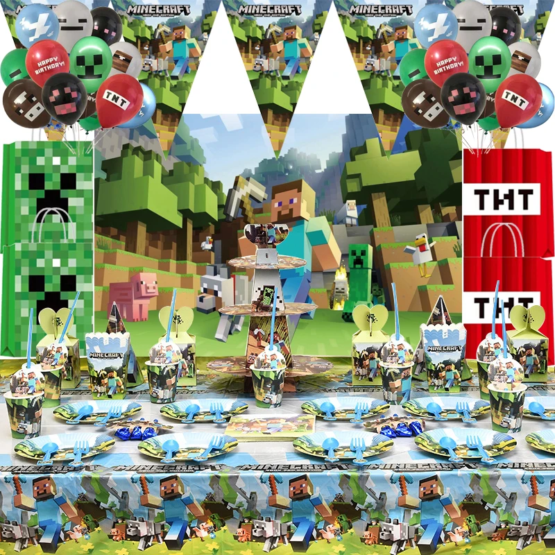 Customizable Miner Crafting Birthday Party Decoration Balloons Disposable Tableware Baby Shower Pixel Style Boys Gift Backdrop
Customizable Miner Crafting Birthday Party Decoration Balloons Disposable Tableware Baby Shower Pixel Style Boys Gift Backdrop