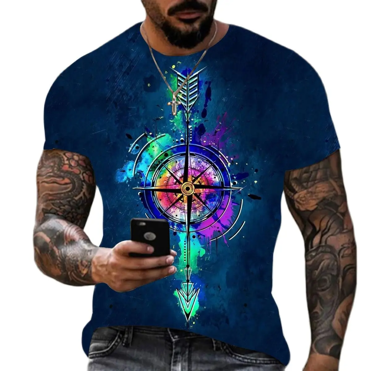 Summer New Cross Print Plain Color Fashion Harajuku Casual Vintage Street Style Round Neck Short Sleeve Men's Oversized T-Shirt
Summer New Cross Print Plain Color Fashion Harajuku Casual Vintage Street Style Round Neck Short Sleeve Men's Oversized T-Shirt