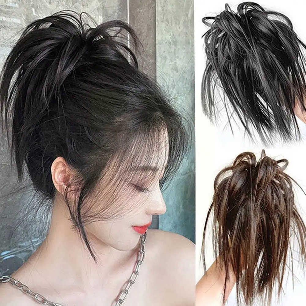 

Synthetic Messy Straight Claw Hair Bun Chignon Hair Extensions Fake False Hair With Tail Wrap Updo Hair For Women Hairpiece F7p5