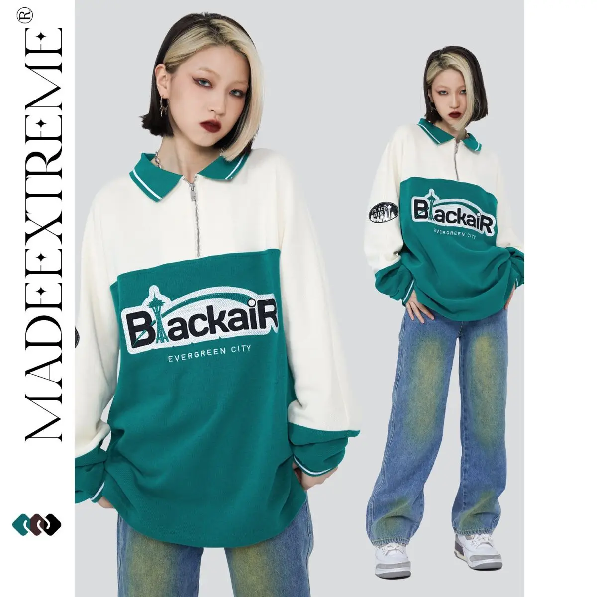 2022 women New Polo Collar Long Sleeve Hoodie Fashion Harajuku Contrast Color Retro Half Zipper Couple Cotton Hoodie
2022 women New Polo Collar Long Sleeve Hoodie Fashion Harajuku Contrast Color Retro Half Zipper Couple Cotton Hoodie
