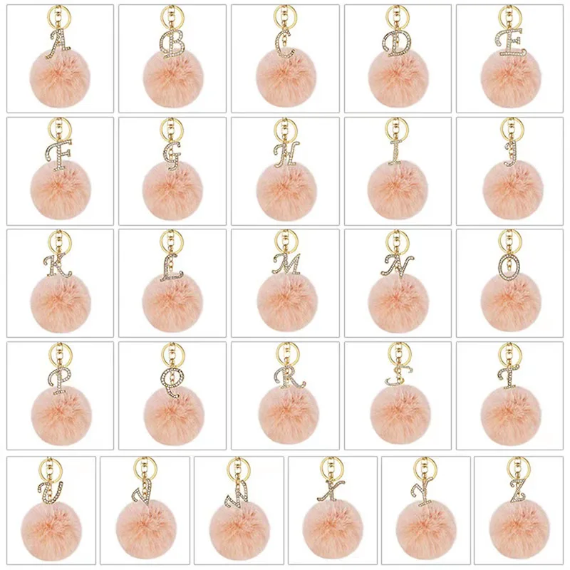 A-Z English Letter Inlaid Diamond Alloy Keyring Pink Plush Ball Car Women's Bag Jewelry Small Gift
A-Z English Letter Inlaid Diamond Alloy Keyring Pink Plush Ball Car Women's Bag Jewelry Small Gift