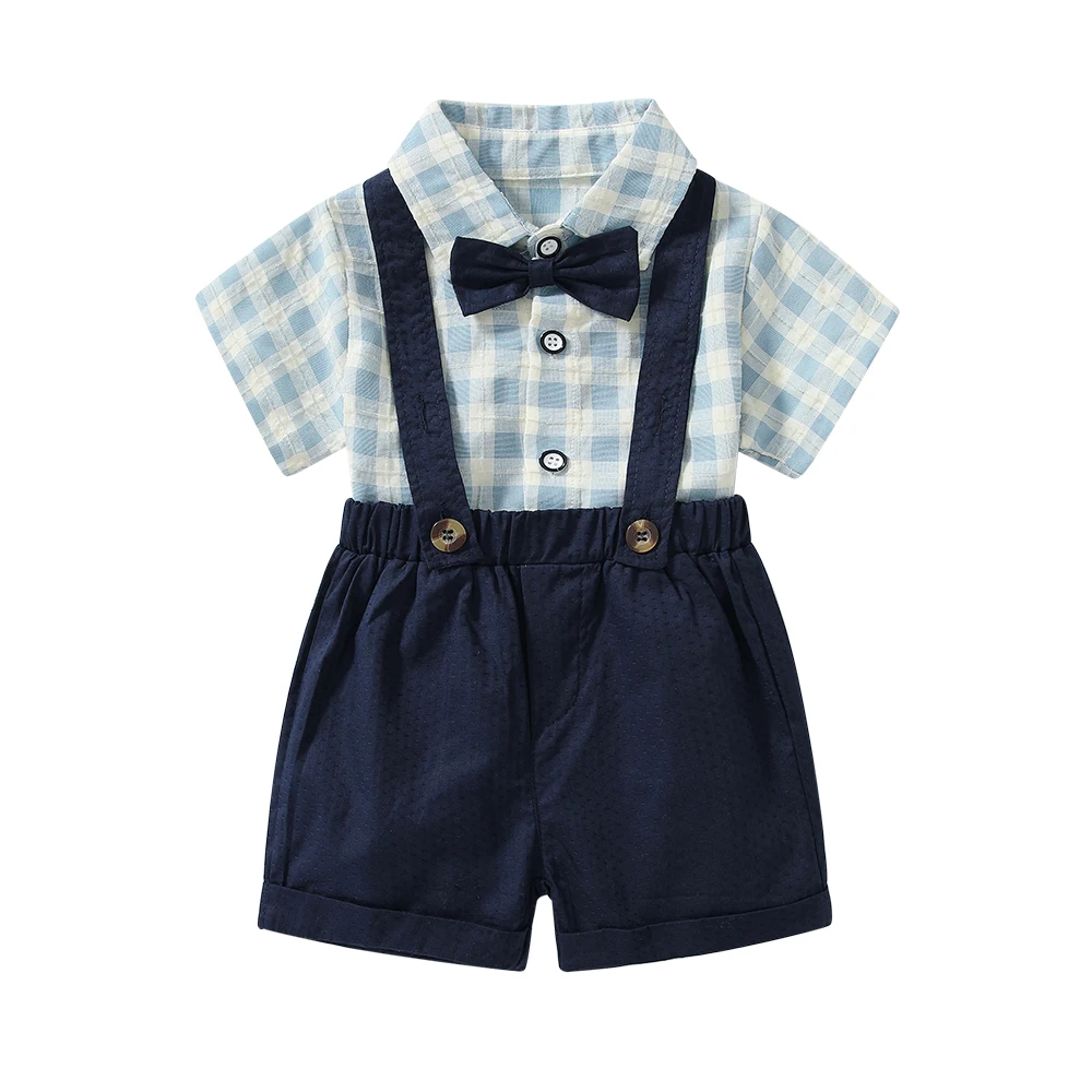 2023 Summer Boys Fashion Suit Cotton Short Sleeve T-shirt And Suspenders Two-piece For Newborn Boys With Bow Tie
2023 Summer Boys Fashion Suit Cotton Short Sleeve T-shirt And Suspenders Two-piece For Newborn Boys With Bow Tie