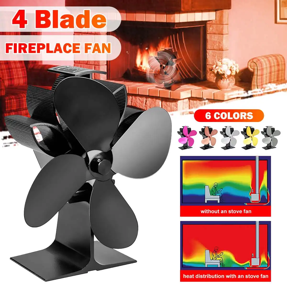 Mini 4 Blades Black Fireplace Heat Powered Stove Fan Log Wood Burner Eco Friendly Quiet Fan Home Efficient Heat Distribution
Mini 4 Blades Black Fireplace Heat Powered Stove Fan Log Wood Burner Eco Friendly Quiet Fan Home Efficient Heat Distribution