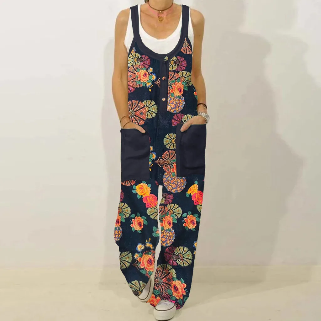 Women Vintage Floral Print Straps O-Neck Rompers Pocket 4xl Jumpsuit for Women Strapless Body Romper Women Jumpsuits Dressy
Women Vintage Floral Print Straps O-Neck Rompers Pocket 4xl Jumpsuit for Women Strapless Body Romper Women Jumpsuits Dressy