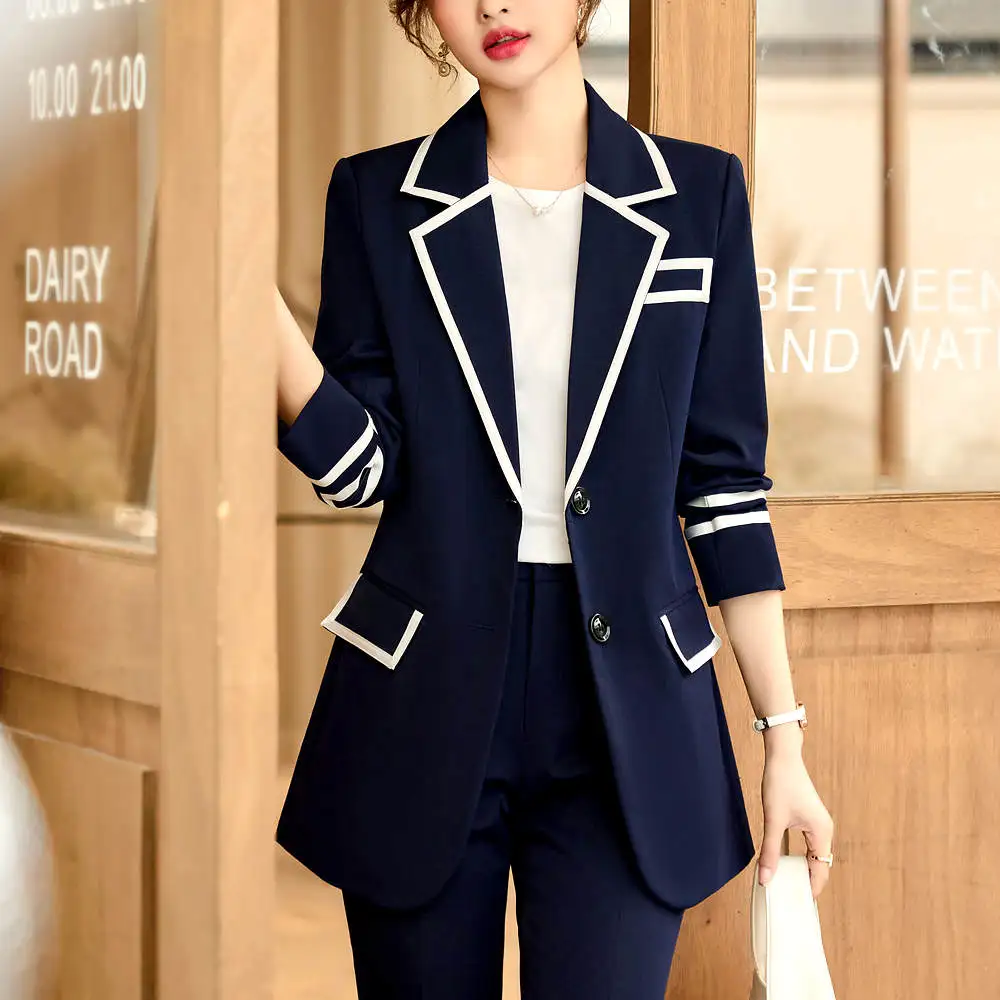 Высококачественный Женский костюм из блейзера и брюк, зимний женский официальный комплект из 2 предметов, Блейзер, Женская Офисная Деловая одежда для работы, куртка и брюки
Высококачественный Женский костюм из блейзера и брюк, зимний женский официальный комплект из 2 предметов, Блейзер, Женская Офисная Деловая одежда для работы, куртка и брюки