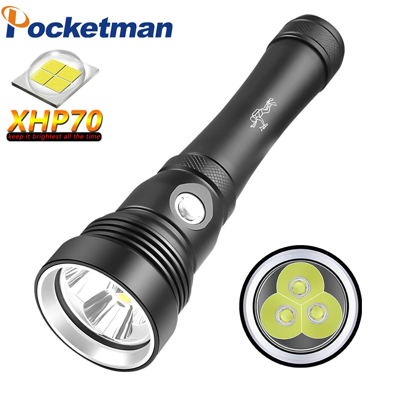 High Lumen 3 XHP70 LED Diving Flashlight 3 Mode Aluminum alloy Torch Power by 2*26650 Battery Powerful Lantern Outdoor Adventure
High Lumen 3 XHP70 LED Diving Flashlight 3 Mode Aluminum alloy Torch Power by 2*26650 Battery Powerful Lantern Outdoor Adventure