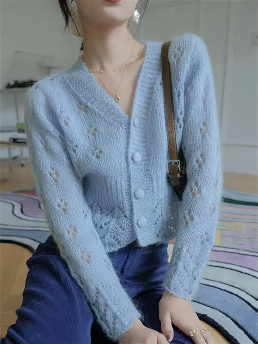 Women Sweaters Coats New Mohair Soft Autumn Winter Hollow Out Cardigans Knitted 2022 Loose Clothes Mujer Chic Office Lady Tops
Women Sweaters Coats New Mohair Soft Autumn Winter Hollow Out Cardigans Knitted 2022 Loose Clothes Mujer Chic Office Lady Tops