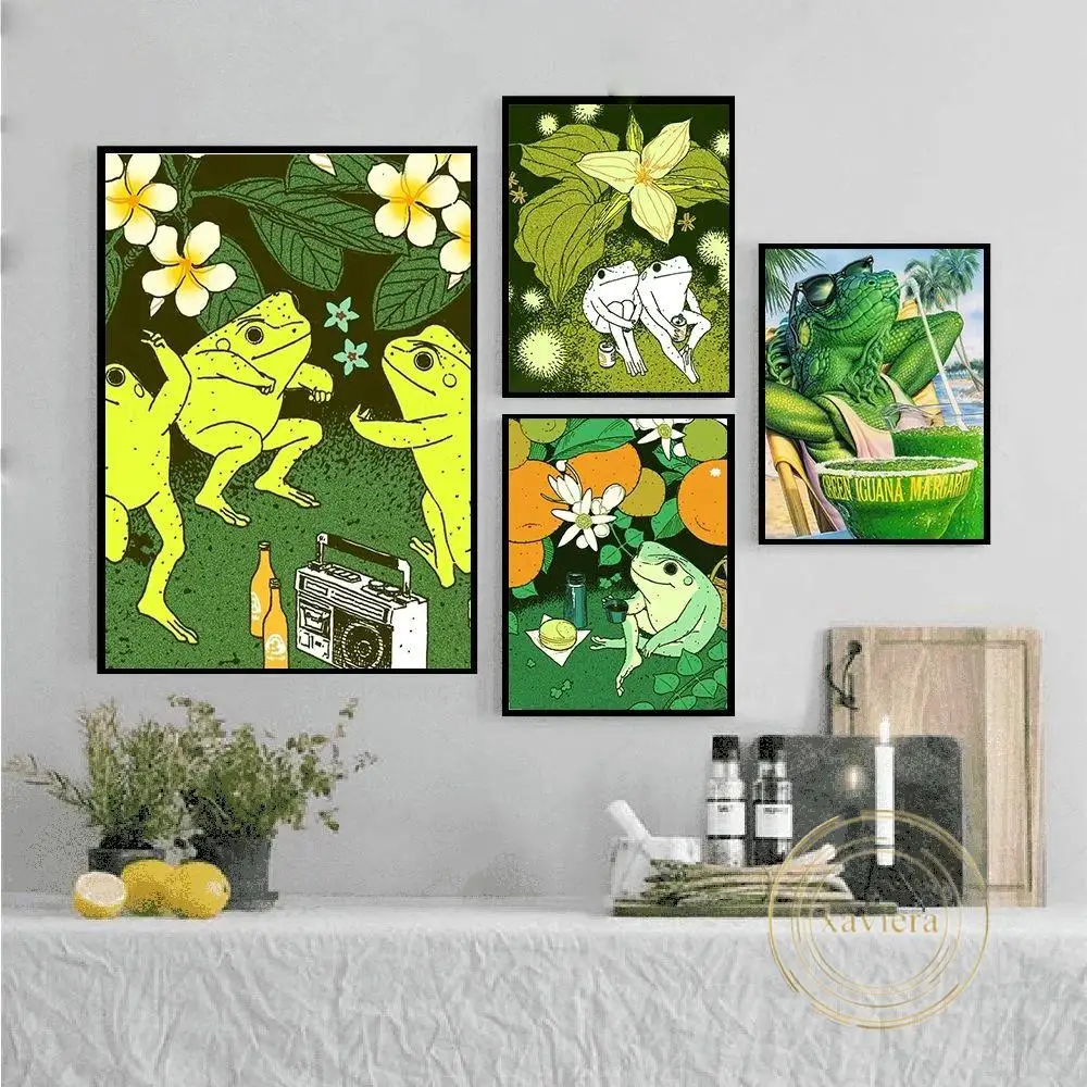 Funny Green Frogs Vintage Canvas Painting Cartoon Plants Animal Retro Posters and Prints Wall Art Pictures for Living Room Decor
Funny Green Frogs Vintage Canvas Painting Cartoon Plants Animal Retro Posters and Prints Wall Art Pictures for Living Room Decor