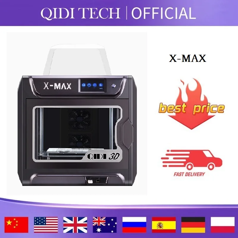 3D-принтер Qidi Tech X-Max, двойная структура оси Z, АБС-пластик, пла, высокая точность, промышленный класс, огромный размер печати 30*25*30
3D-принтер Qidi Tech X-Max, двойная структура оси Z, АБС-пластик, пла, высокая точность, промышленный класс, огромный размер печати 30*25*30