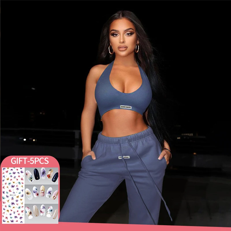 New Sporty Two Piece Set Girls Halter Crop Tops+Drawstring Sweatpants Slim Activewear Casual Gym Workout Fitness Womens Outfits
New Sporty Two Piece Set Girls Halter Crop Tops+Drawstring Sweatpants Slim Activewear Casual Gym Workout Fitness Womens Outfits