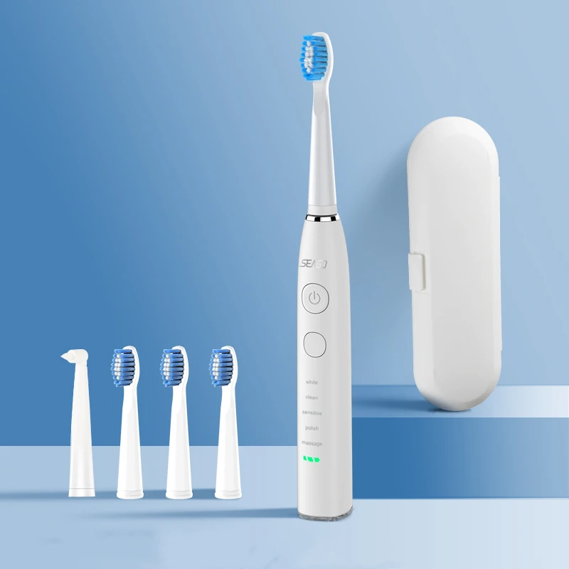 

SEAGO Sonic Electric Toothbrush USB Rechargeable Tooth Brushes 5 Modes Soft Bristle for Adults Teeth Deep Clean Oral Health