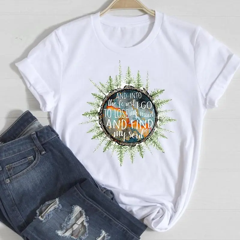 Trend Women T-shirts Short Sleeve Cartoon Regular Fashion Forest Travel Letter Cute Print Top Graphic Tshirt Travel Tee
Trend Women T-shirts Short Sleeve Cartoon Regular Fashion Forest Travel Letter Cute Print Top Graphic Tshirt Travel Tee