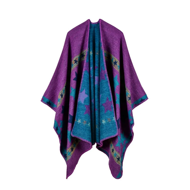 New European American Women's Star Color Bar Imitation Cashmere Shawl Extra Long Thickened Foreign Trade Cape Ponchos Purple
New European American Women's Star Color Bar Imitation Cashmere Shawl Extra Long Thickened Foreign Trade Cape Ponchos Purple