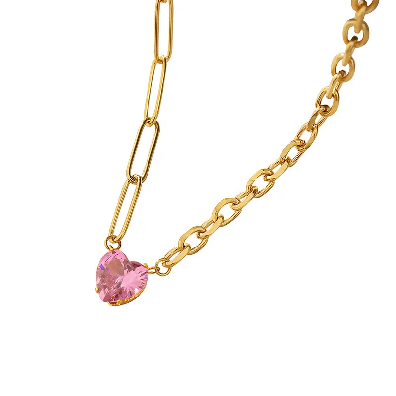 Elegant Sweet Girly Pink Zircon Inlaid Heart Necklace Stainless Steel for Women Gold/Silver Plated Fashion Jewelry Gift 2022 New
Elegant Sweet Girly Pink Zircon Inlaid Heart Necklace Stainless Steel for Women Gold/Silver Plated Fashion Jewelry Gift 2022 New