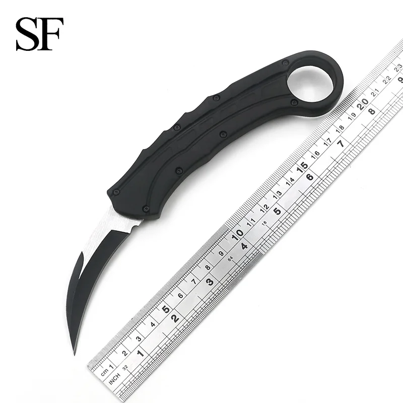 SF 8.58 Inch 440C Steel Black Tactical Hunting Knife Outdoor EDC Scimitar Convenient Carrying Nylon Sleeve + Gift Box
SF 8.58 Inch 440C Steel Black Tactical Hunting Knife Outdoor EDC Scimitar Convenient Carrying Nylon Sleeve + Gift Box