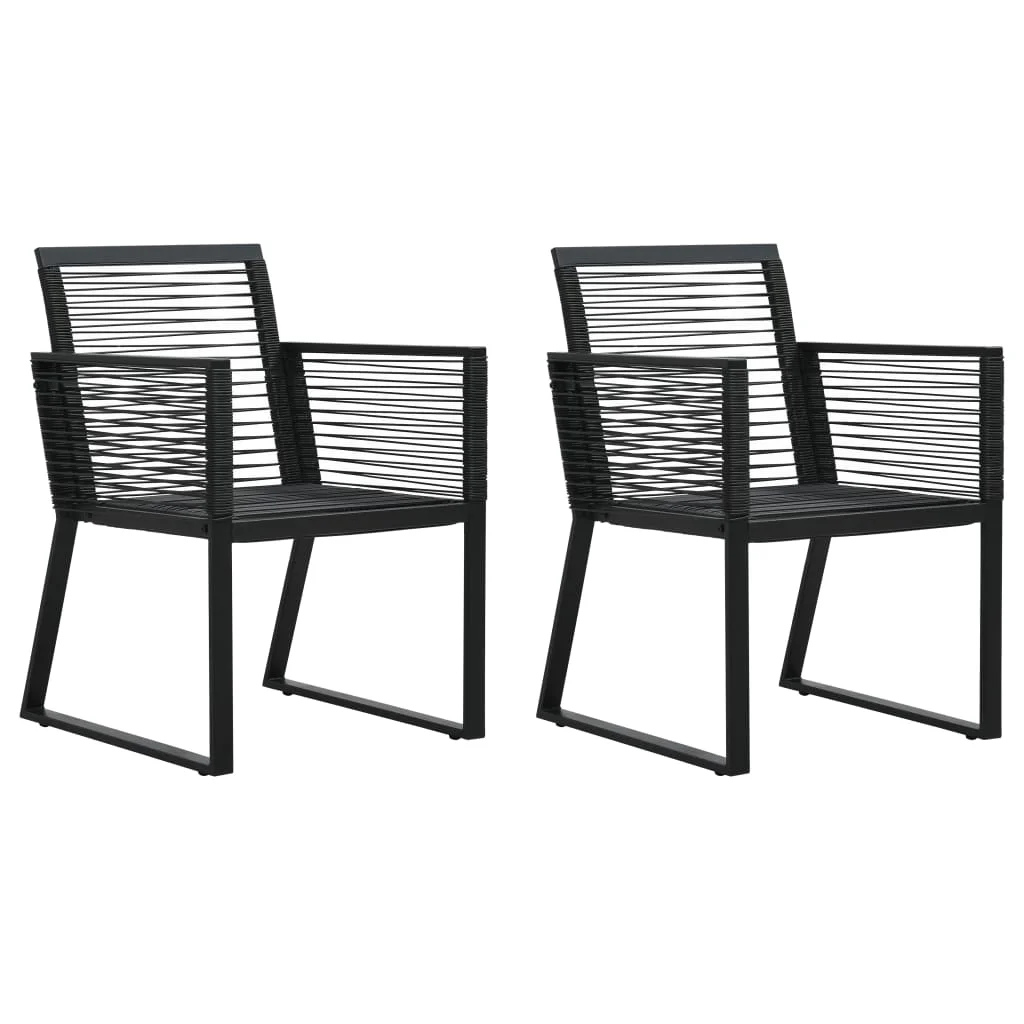 

Garden Chair of 2, Black PVC Rattan Outdoor Seat Chair, Patio Furniture 53 x 57 x 77 cm