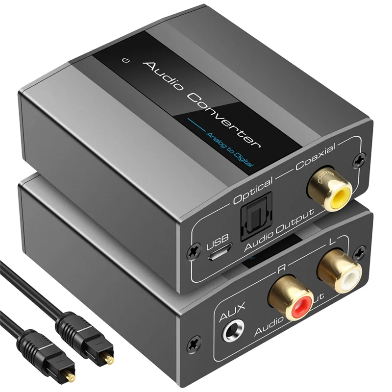 Analog to Digital Audio Converter RCA to Optical with Optical Cable Audio Digital Toslink and Coaxial Audio Adapter
Analog to Digital Audio Converter RCA to Optical with Optical Cable Audio Digital Toslink and Coaxial Audio Adapter