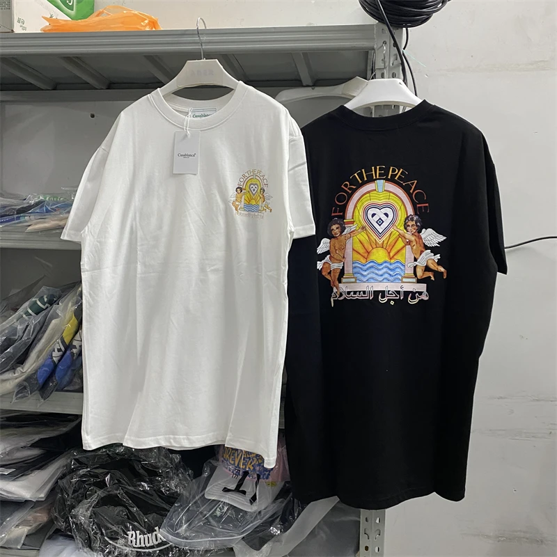 2023 FOR THE PEACE Casablanca T-Shirts Men Women High Quality Top Tees Angel Print BLACK WHITE Short Sleeve T Shirt
2023 FOR THE PEACE Casablanca T-Shirts Men Women High Quality Top Tees Angel Print BLACK WHITE Short Sleeve T Shirt