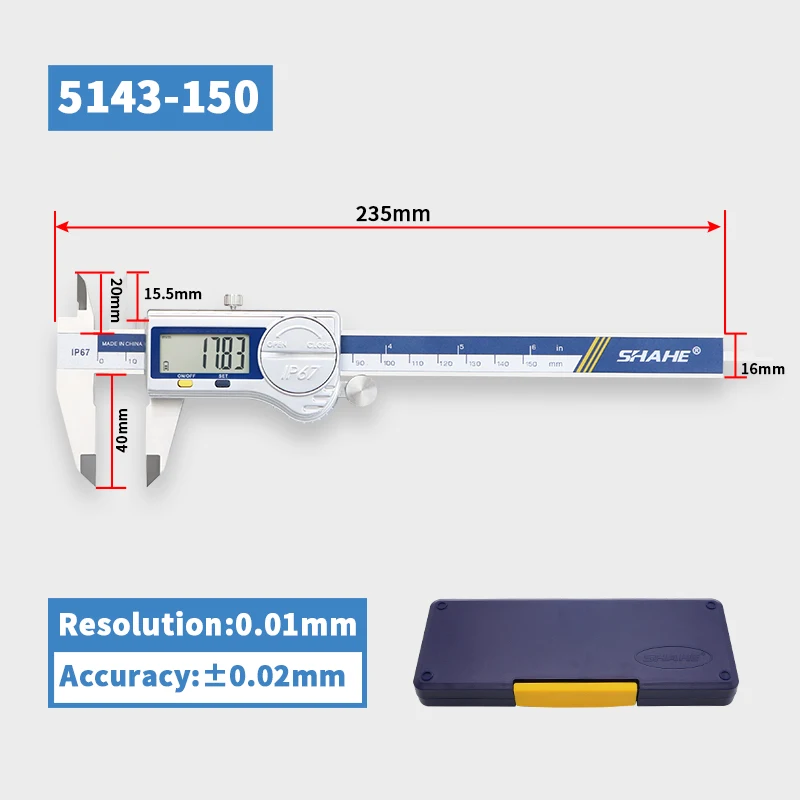 Цифровые штангенциркули Shahe 150/200/300 мм 
Цифровые штангенциркули Shahe 150/200/300 мм