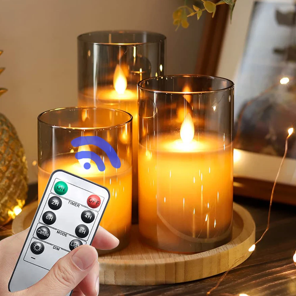 3Pcs LED Candle In Glass Electronic Light Flicking&Timer Candles With Remaote Control Christmas Valentine's Day Home decoration 
3Pcs LED Candle In Glass Electronic Light Flicking&Timer Candles With Remaote Control Christmas Valentine's Day Home decoration