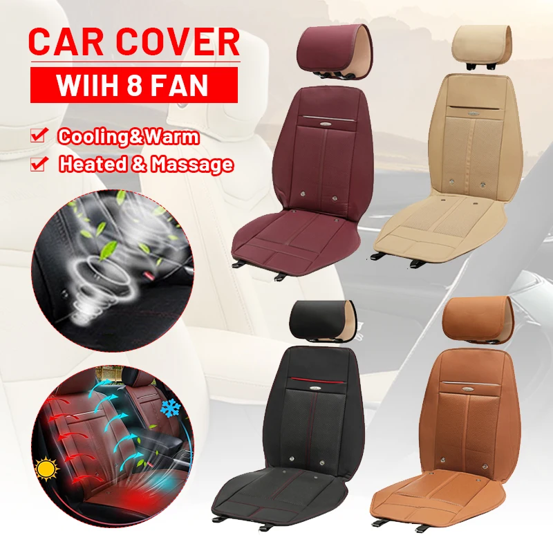 

12V 3 In1 Car Seat Cover 8 Built-in Fan Car Ventilation Cool Cushion 3D Fan Cushion Fan 13 Speed Blowing Cool Summer Air Cooler