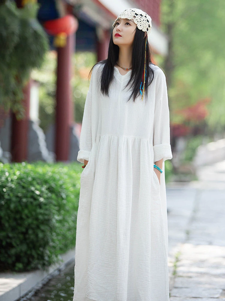 Женское винтажное платье из хлопка и льна, однотонное свободное платье с V-образным вырезом и длинным рукавом, элегантный пуловер, весна 2023
Женское винтажное платье из хлопка и льна, однотонное свободное платье с V-образным вырезом и длинным рукавом, элегантный пуловер, весна 2023