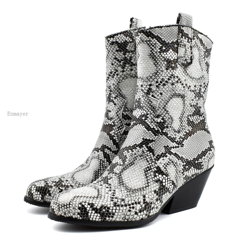 ENMAYER Big 34-48Motorcycle Boot Snakeskin Women Vintage Ladies Boots Fashion Women Suede Wedges Short Booties Round Toe Shoes
ENMAYER Big 34-48Motorcycle Boot Snakeskin Women Vintage Ladies Boots Fashion Women Suede Wedges Short Booties Round Toe Shoes