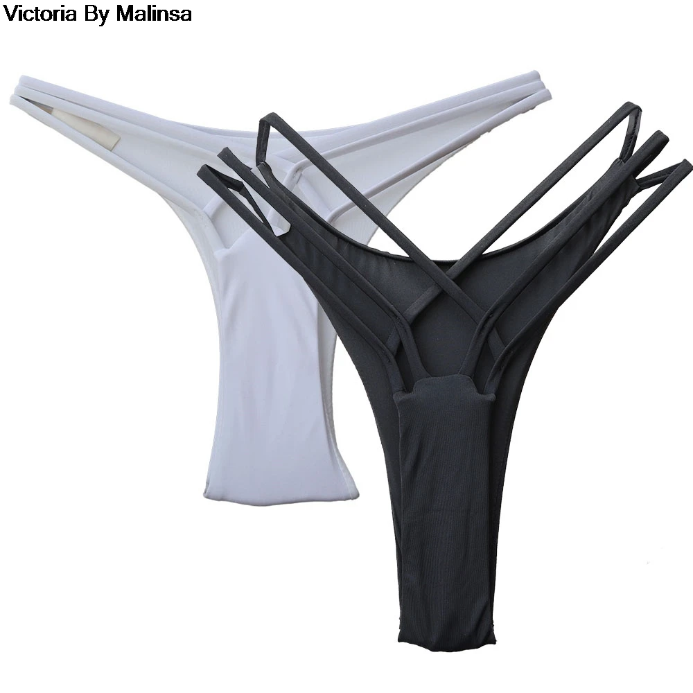 Wholesale Sexy Swimsuit Bikinis Black Brazilian Biquini Womens Secret Bottom T-back Cheeky Bottoms Thong Swimwear High Waist | Женская