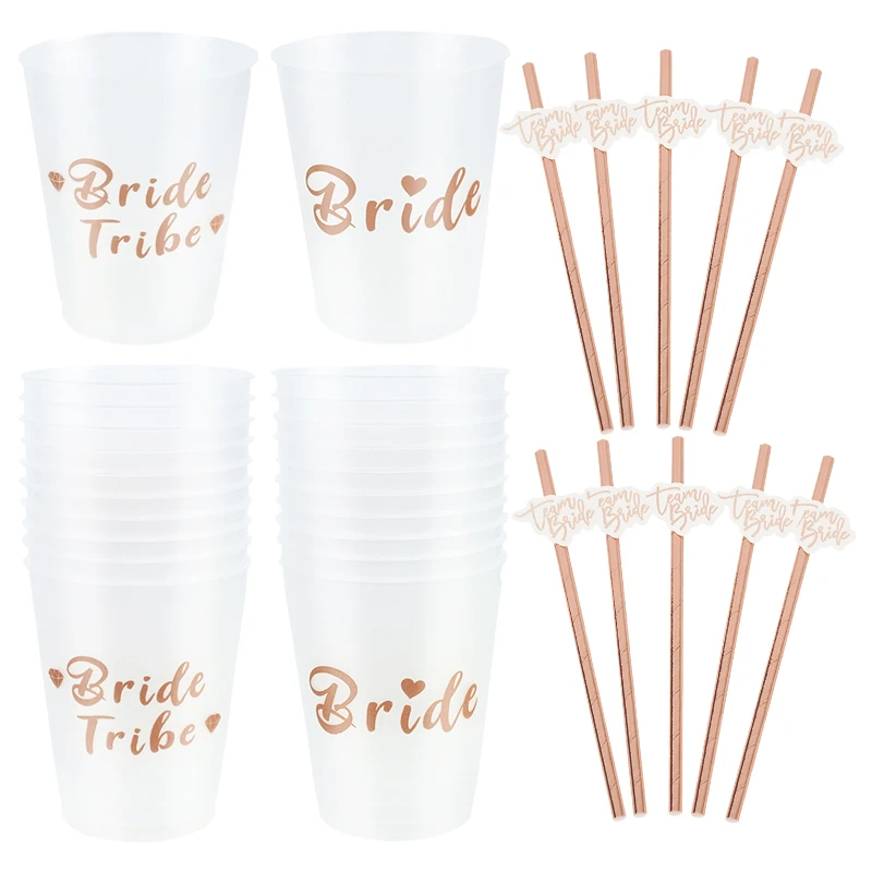 Team Bride Disposable Plastic Cup Bride Tribe Print Pattern Rose Gold Cups Straw Bachelorette Hen Bridal Shower Party Decoration
Team Bride Disposable Plastic Cup Bride Tribe Print Pattern Rose Gold Cups Straw Bachelorette Hen Bridal Shower Party Decoration