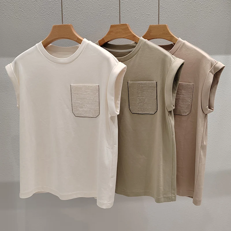 2023 Lady Raglan Sleeve T-shirt Elegent Pocket Sequin O-neck Beaded 100% Cotton Tops High Quality Fashion Casual Women Shirts
2023 Lady Raglan Sleeve T-shirt Elegent Pocket Sequin O-neck Beaded 100% Cotton Tops High Quality Fashion Casual Women Shirts