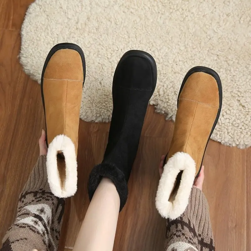 New Winter Women Boots Outdoor Warm Plush Ankle Boots Chunky Heel Non-slip Platform Round Toe Snow Boots Ladies Cotton Shoes New
New Winter Women Boots Outdoor Warm Plush Ankle Boots Chunky Heel Non-slip Platform Round Toe Snow Boots Ladies Cotton Shoes New