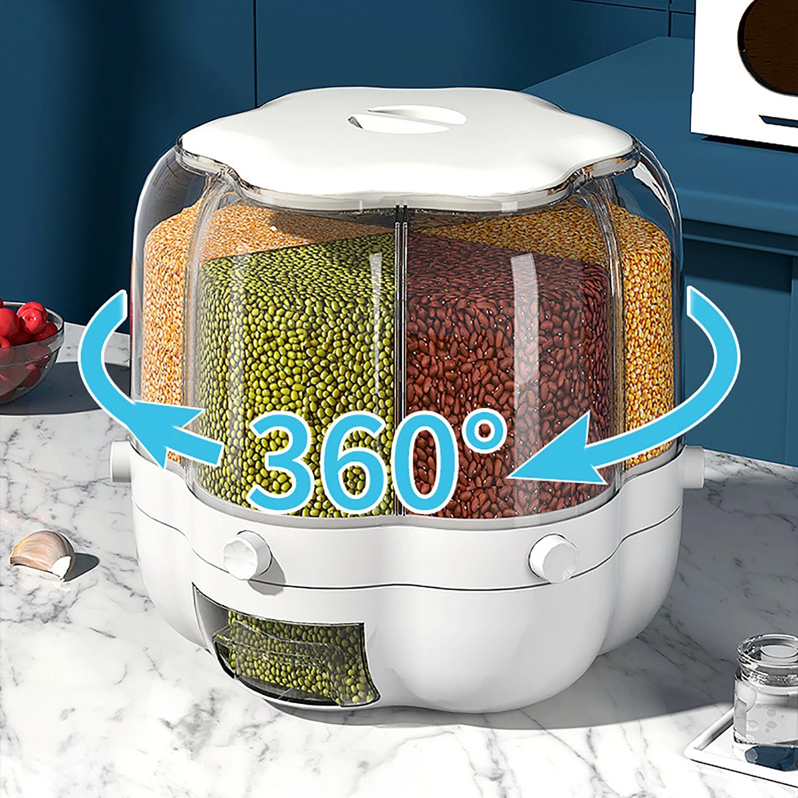 360° Rotating Rice Dispenser Food Dispenser 6 in 1 6-Grid Rotatable Cereal Dispenser Rice and Tank Grain Storage Container
360° Rotating Rice Dispenser Food Dispenser 6 in 1 6-Grid Rotatable Cereal Dispenser Rice and Tank Grain Storage Container