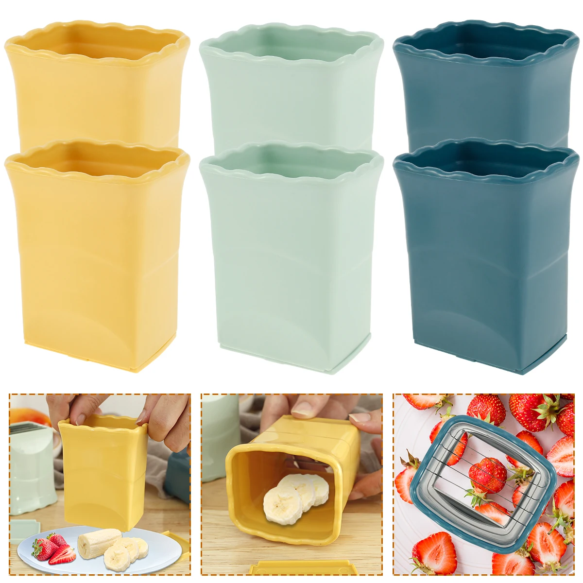 6 Pcs Cup Slicer Reusable Fruit Slicer with Stainless Steel Blade Mini Portable Egg Cutter Handheld Strawberry Cutter
6 Pcs Cup Slicer Reusable Fruit Slicer with Stainless Steel Blade Mini Portable Egg Cutter Handheld Strawberry Cutter