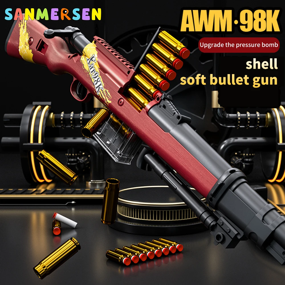 

98K AWM Airsoft Gun Pistol Shell Ejecting Soft Bullet Gun Toy Weapon Armas Blaster Shoot Toy Guns For Boys Outdoor CS Game
