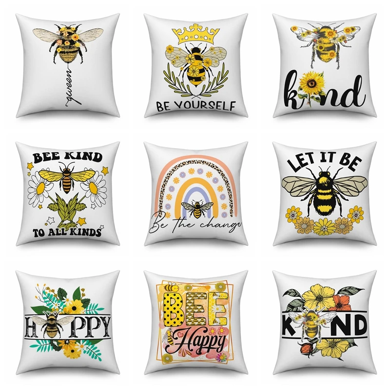 Summer Bee Happy Bee Kind Pillow Cover Honey Floral Throw Pillow Cases Yellow Decorative Pillowcases for Sofa Couch Home Decor
Summer Bee Happy Bee Kind Pillow Cover Honey Floral Throw Pillow Cases Yellow Decorative Pillowcases for Sofa Couch Home Decor
