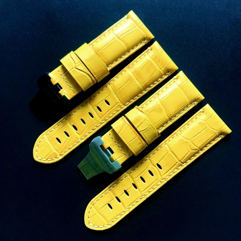 Quality 24mm Yellow Crocodile pattern Genuine Leather Watchband For Panerai PAM111 441 312 Watch Strap Butterfly Buckle Bracelet
Quality 24mm Yellow Crocodile pattern Genuine Leather Watchband For Panerai PAM111 441 312 Watch Strap Butterfly Buckle Bracelet