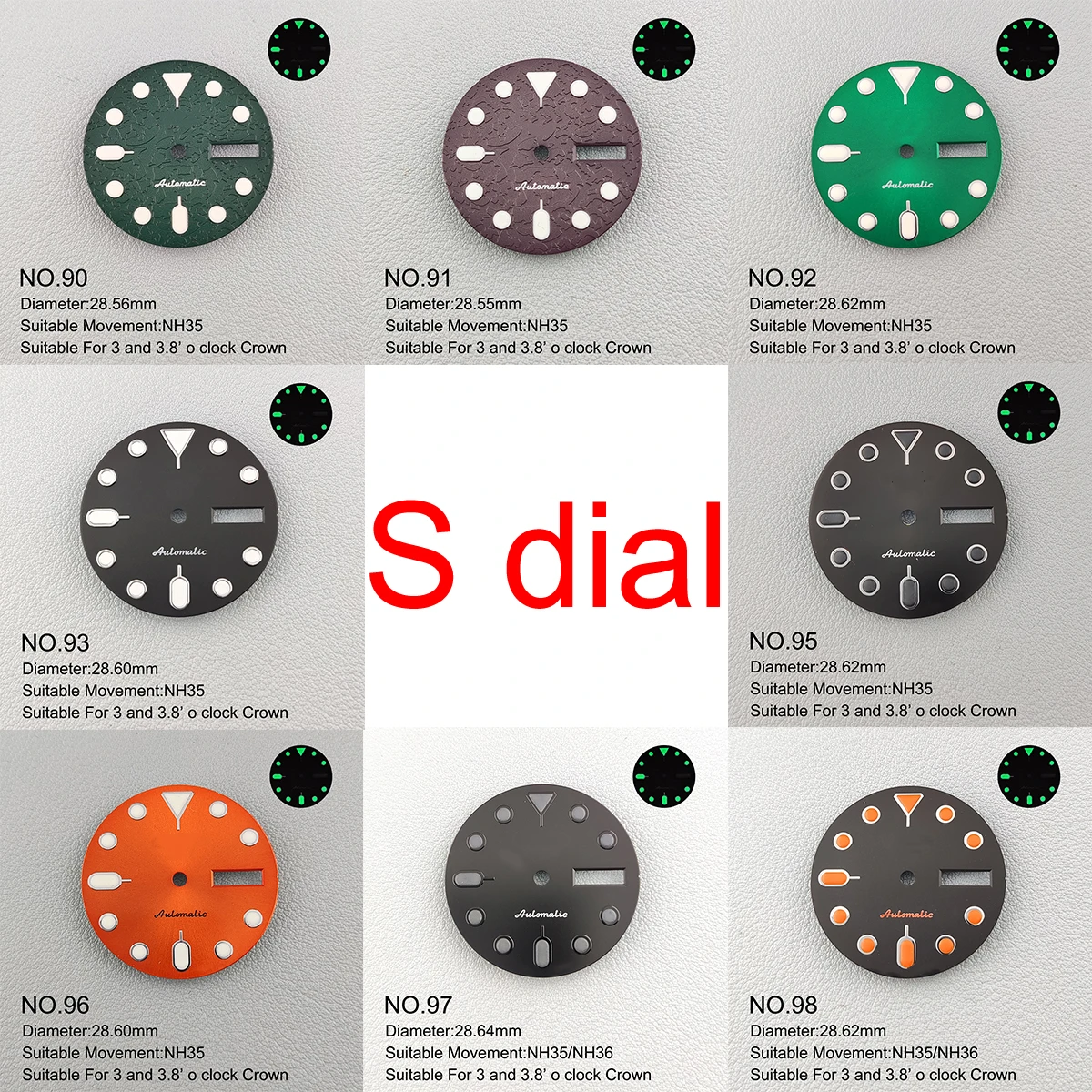 NH35 Dial NH36 Case 28.5mm/29mm Various C3 Super Luminous Watch Case S dial Fit NH35 NH36 Movement Watch Accessories Part
NH35 Dial NH36 Case 28.5mm/29mm Various C3 Super Luminous Watch Case S dial Fit NH35 NH36 Movement Watch Accessories Part