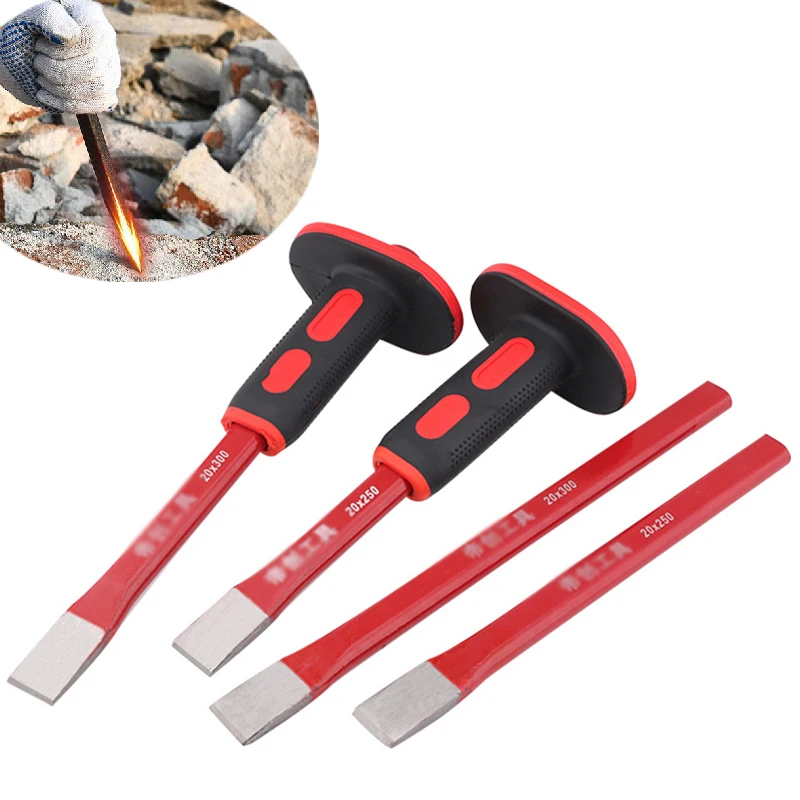 250/300mm Metal Flat Steel Chisel with Rubber Sleeve Concrete Carbide Chisel for Stone Mining Processing High Hardness Hand Tool
250/300mm Metal Flat Steel Chisel with Rubber Sleeve Concrete Carbide Chisel for Stone Mining Processing High Hardness Hand Tool