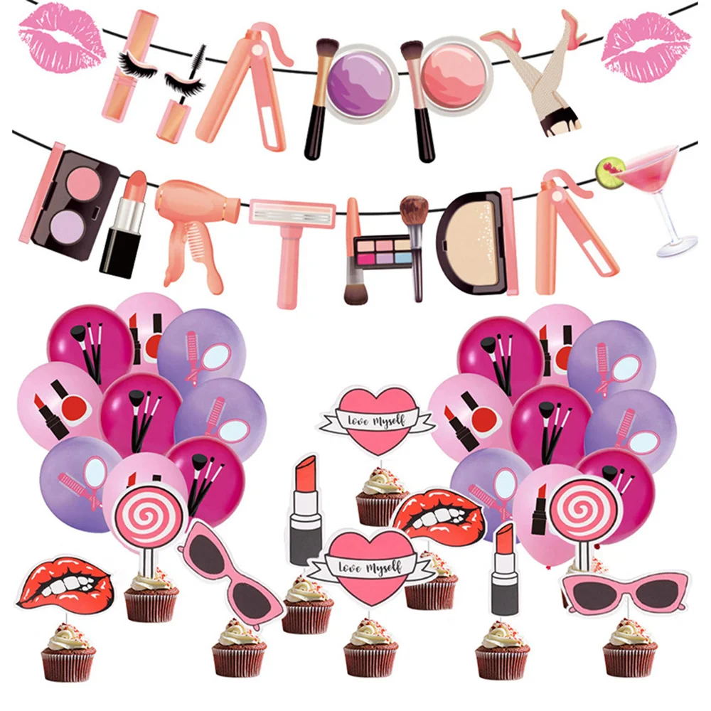 23pcs/Set Spa Day Birthday Party for Girls Decoration Make Up Cake Topper Kids Cosmetics Garland Banner Latex Balloon 12 Inch
23pcs/Set Spa Day Birthday Party for Girls Decoration Make Up Cake Topper Kids Cosmetics Garland Banner Latex Balloon 12 Inch