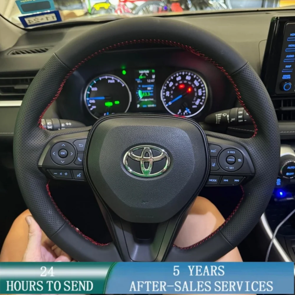 Черный автомобильный плетеный чехол на руль по индивидуальному заказу, ручное шитье из микрофибры для Toyota RAV4 SUV 2019-2024 Avalon 2019-2022
Черный автомобильный плетеный чехол на руль по индивидуальному заказу, ручное шитье из микрофибры для Toyota RAV4 SUV 2019-2024 Avalon 2019-2022