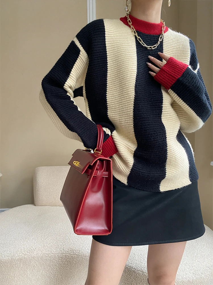 Mozuleva Knitted Stripe Sweater Women 2022 Autumn Winter Loose Casual Thick Pullovers Female Warm Long-sleeved O-Neck Tops
Mozuleva Knitted Stripe Sweater Women 2022 Autumn Winter Loose Casual Thick Pullovers Female Warm Long-sleeved O-Neck Tops