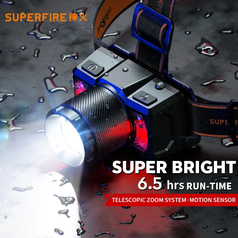 NEW SUPERFIRE HL25-A LED Sensor Headlamp Rechargeable Built-in Battery Fishing Zoomable Waterproof Super bright camping light
NEW SUPERFIRE HL25-A LED Sensor Headlamp Rechargeable Built-in Battery Fishing Zoomable Waterproof Super bright camping light
