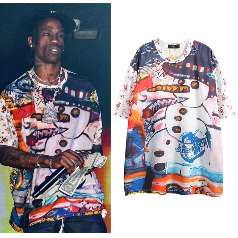Travis Scott Floral Snowman Oil Painted Summer T-Shirt Men and Women Short Sleeve Oversized Tees Loose Crew Neck Cotton Tshirt
Travis Scott Floral Snowman Oil Painted Summer T-Shirt Men and Women Short Sleeve Oversized Tees Loose Crew Neck Cotton Tshirt