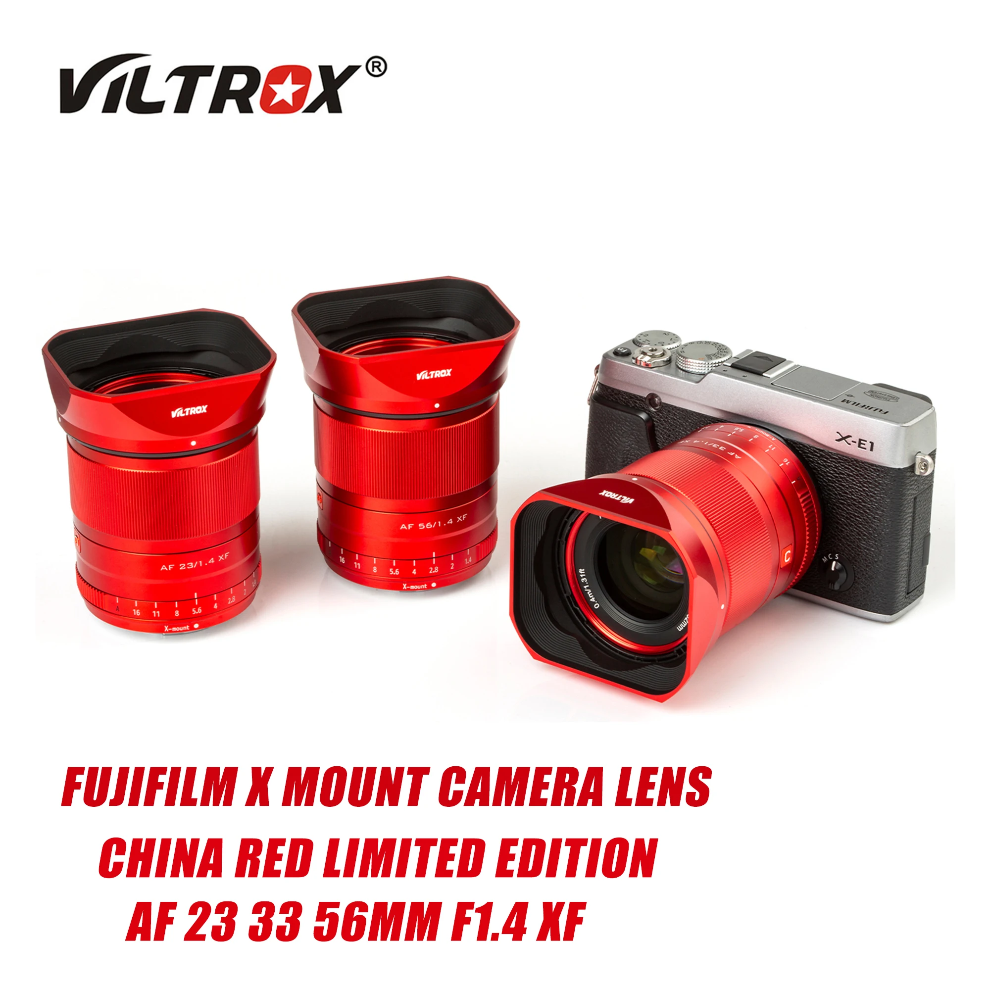 

GLOBAL LIMITED EDITION Viltrox 23mm 33mm 56mm F1.4 XF Red Auto Focus Portrait Lenses For Fujifilm Fuji X Mount Camera Lens