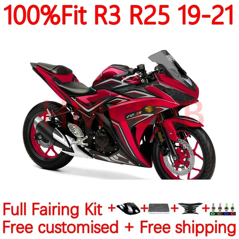 

Injection Body For YAMAHA YZF R3 R25 YZF-R25 YZFR25 YZFR3 2019 2020 2021 R 3 25 YZF-R3 19 20 21 OEM Fairing 39No.204 Metal Red