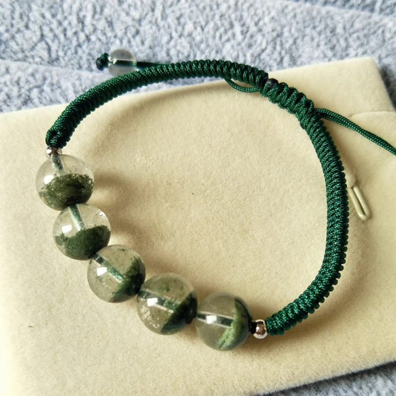 Natural Ghost Phantom Quartz Crystal Bracelet Adjustable Ethnic Green Phantom Woven Rope Bracelet for Women Men Jewellery Gift
Natural Ghost Phantom Quartz Crystal Bracelet Adjustable Ethnic Green Phantom Woven Rope Bracelet for Women Men Jewellery Gift